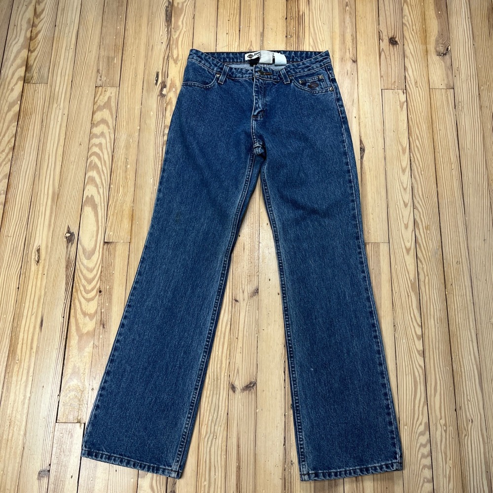 Harley Davidson Womens Straight Leg Jeans Medium Wash Blue Denim Size 4 y2k